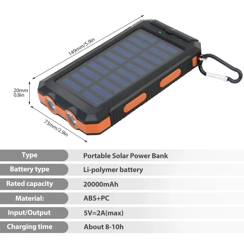 20000mAh Solar Power Bank